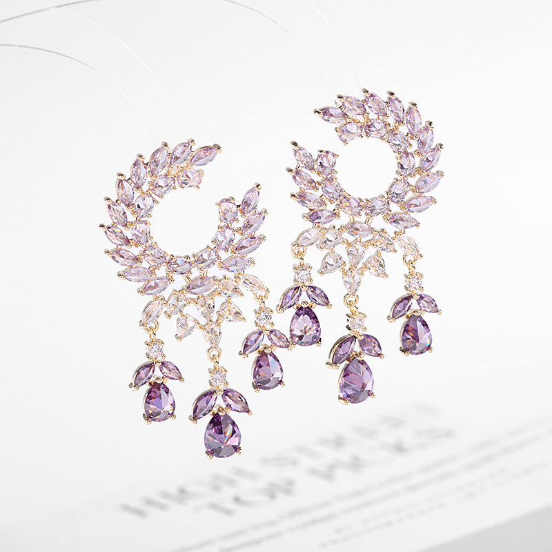 Zircon tassel olive branch Earrings