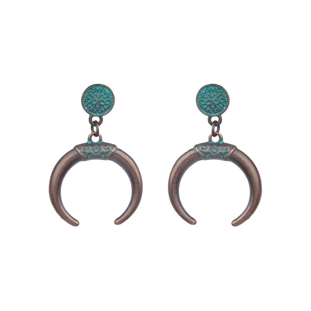 Retro earrings geometric turquoise tassel earrings