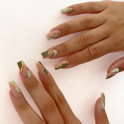 Wear nail graffiti color matching nail enhancement French Nail piece PRESS ON NAILS