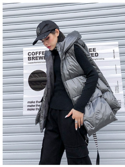 THICK HOODED SHORT VEST COAT