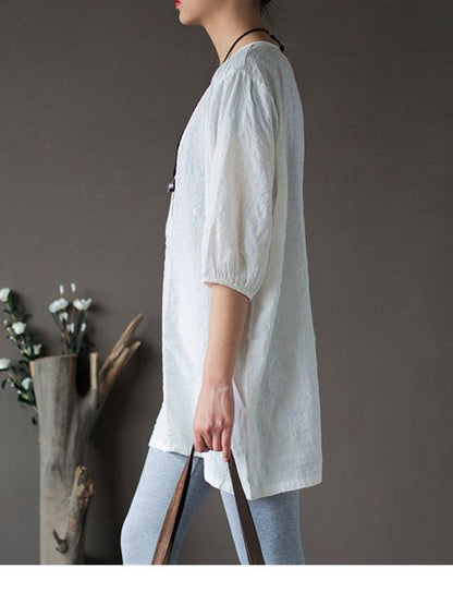 Original Sun-Protection Solid Plaid V-Neck Shirt