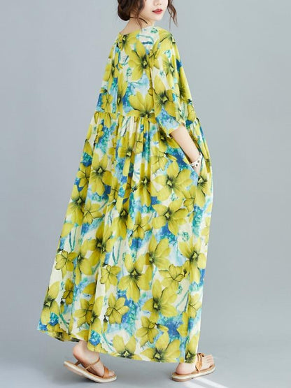Plus Size Loose Floral Maxi Dress