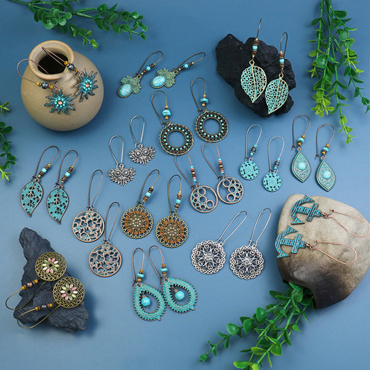 Bohemian Nepalese beads pendant earrings