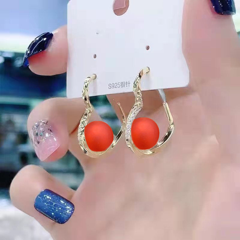 Red festive earrings