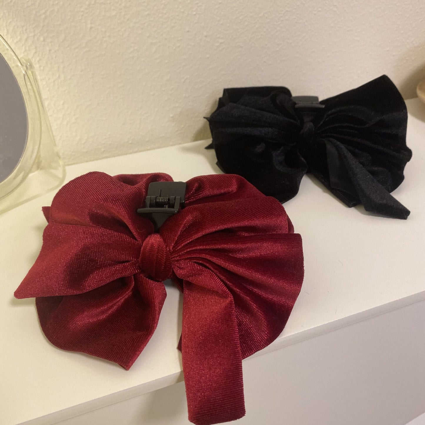 Black velvet bow Hair Clips