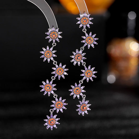 Long sunflower earrings