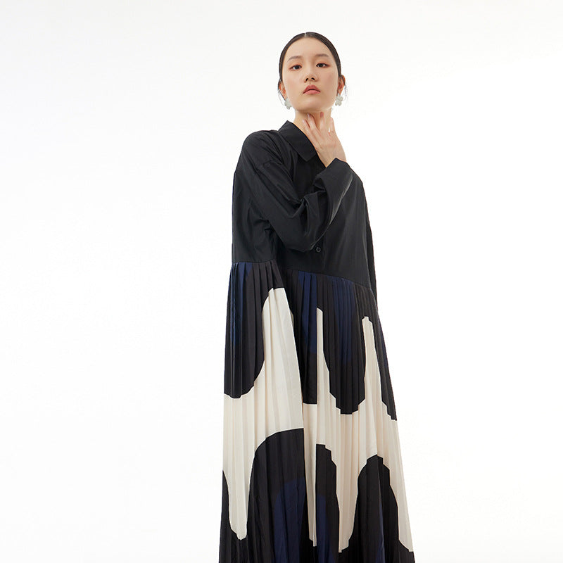 Oversized women's colorful floral pleated skirt with loose and thin temperament