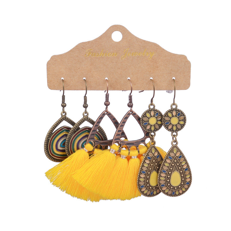 Tassel flowers large circle vintage earrings