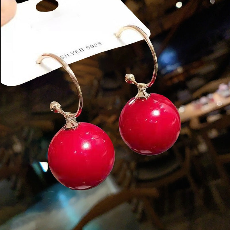 Red festive earrings