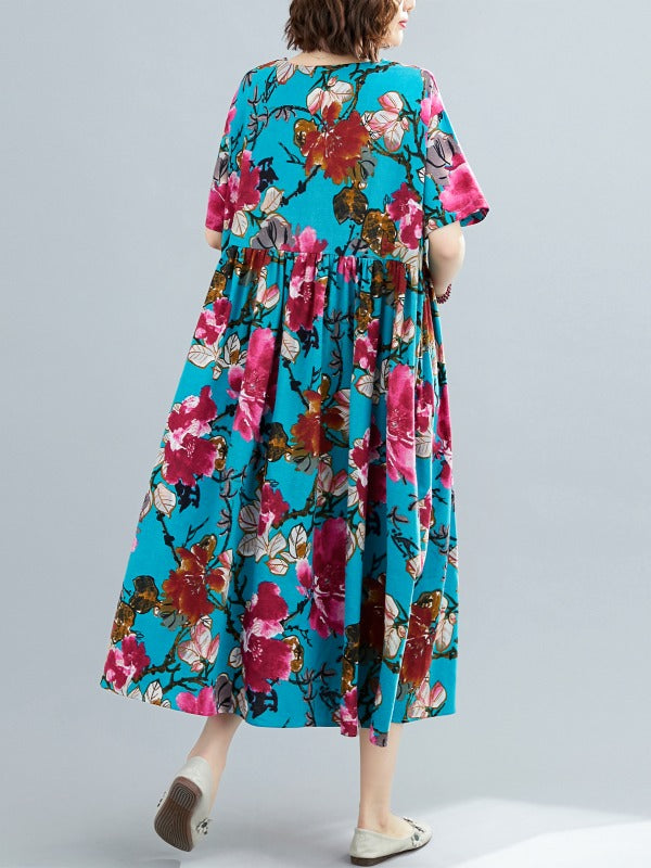 LOOSE FLOWER PRINTING NATIONAL DRESS