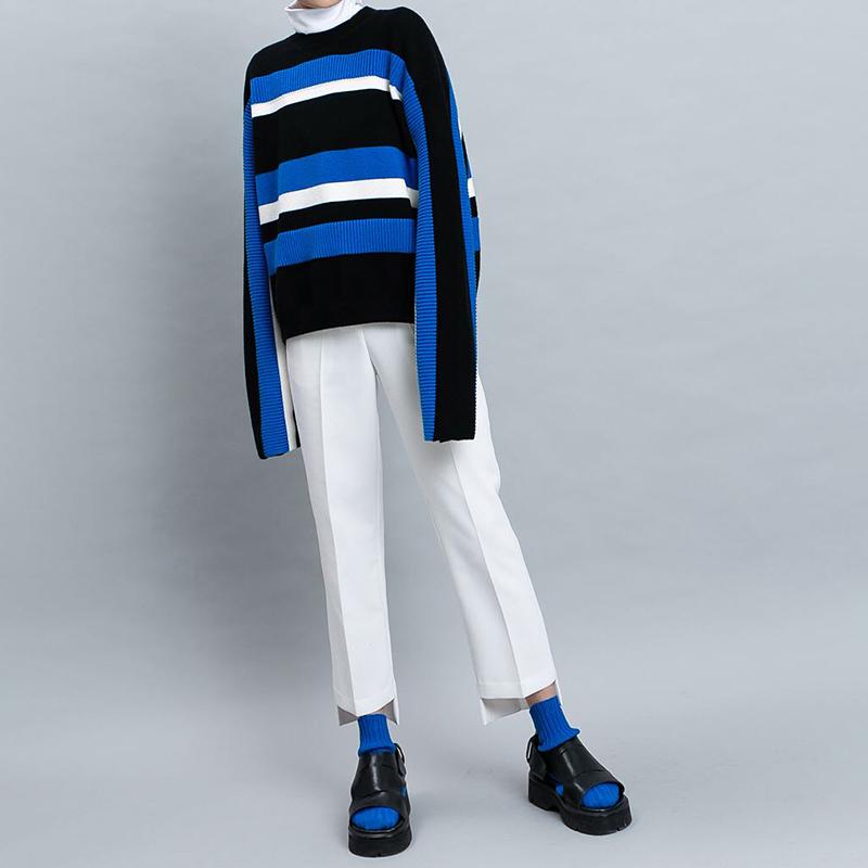 Women Winter Casual Stripe Wool Knitted Sweater