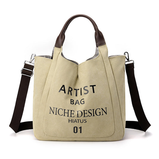 Versatile leisure large capacity canvas bag 2022 new single shoulder women's bag cross bag large capacity simple Tote women's bag