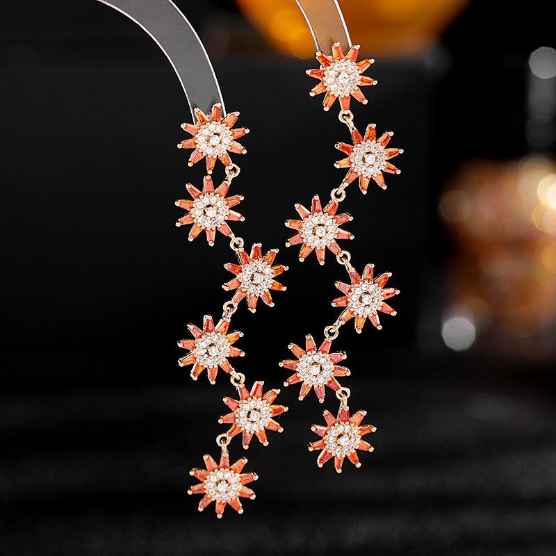 Long sunflower earrings