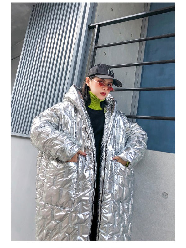 LOOSE HOODED PADDED LONG COAT
