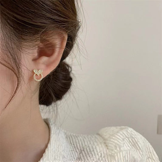 S925 silver needle love micro-set sweet fashion earrings