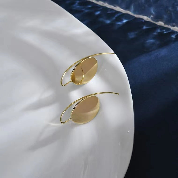 S925 Silver Needle Metal Simple Fashion Bright Face Earrings