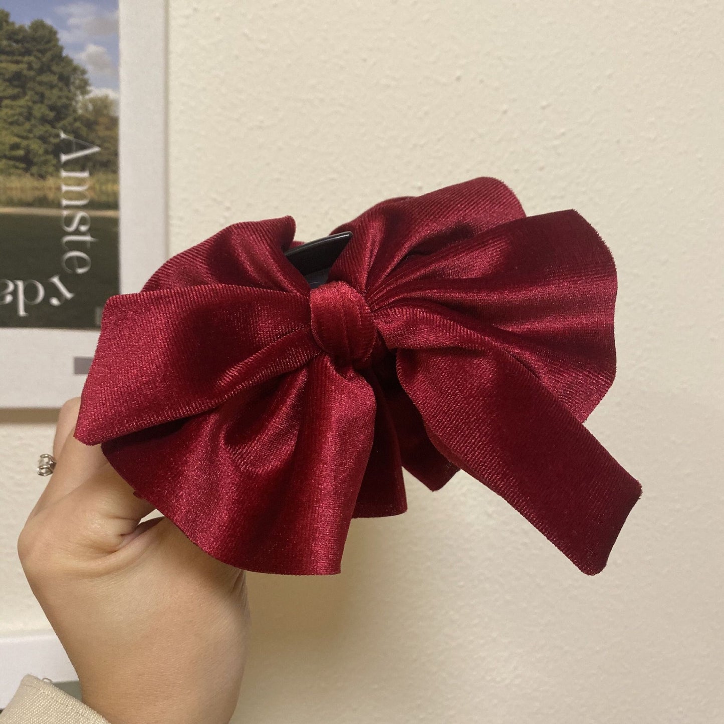 Black velvet bow Hair Clips