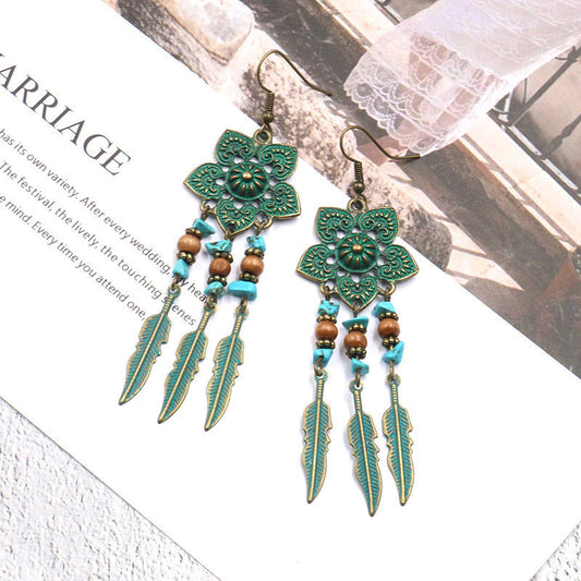 Bohemian long flower earrings