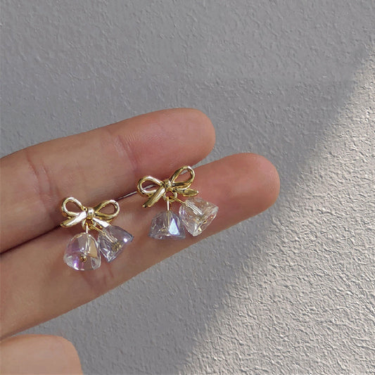 WHOLESALE retro clear bow sweet temperament earrings