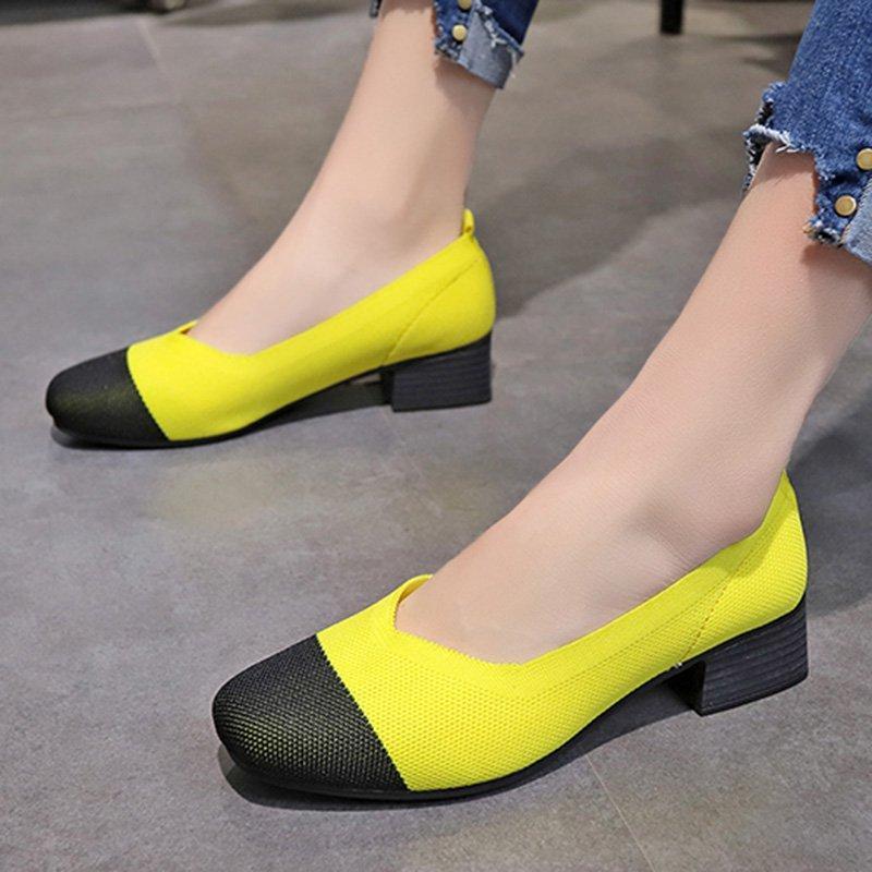 Color Block Chunky Heel Daily Casual Shoes