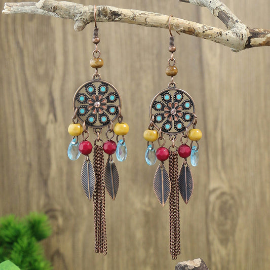 Bohemian long tassel earrings