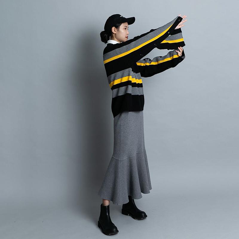 Women Winter Casual Stripe Wool Knitted Sweater