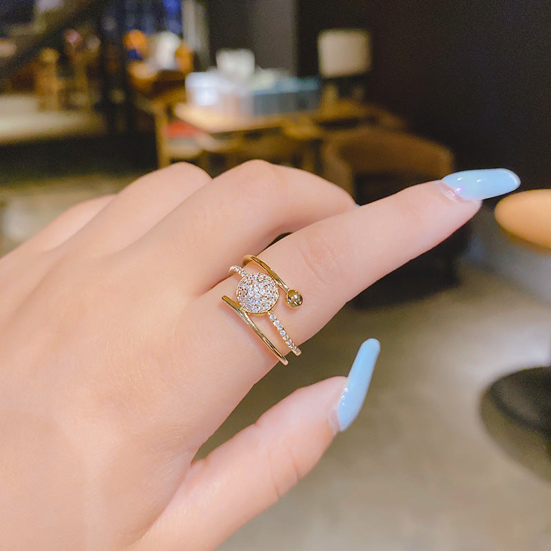 Wholesale copper inlaid zircon opening adjustable ring