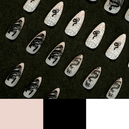 Black snake flower PRESS ON NAILS