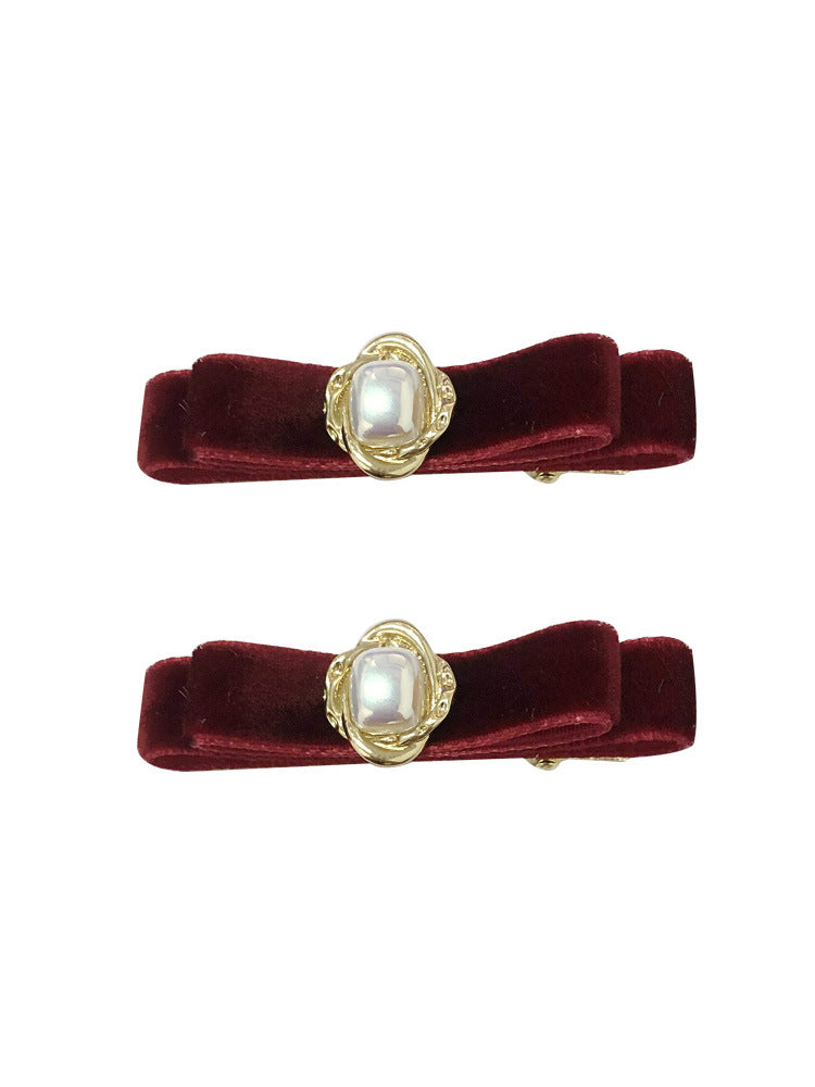 Bow pearl Hair Clips