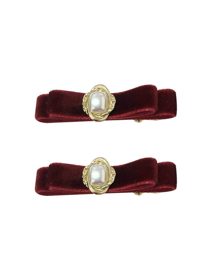 Bow pearl Hair Clips