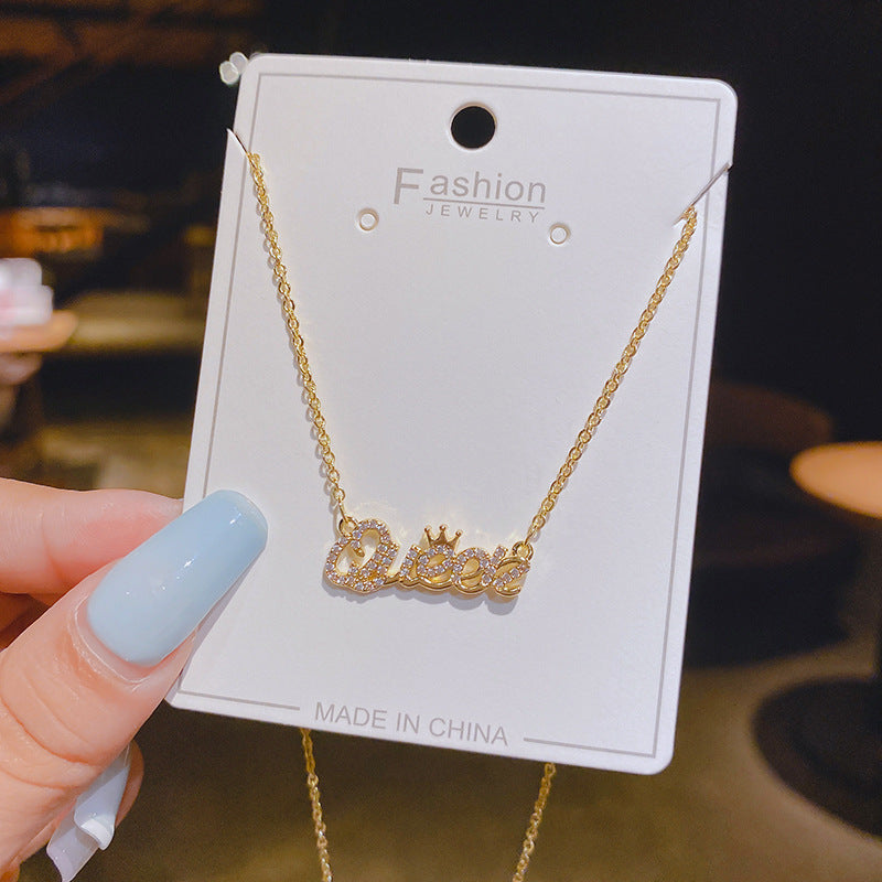 Wholesale zircon letter necklace