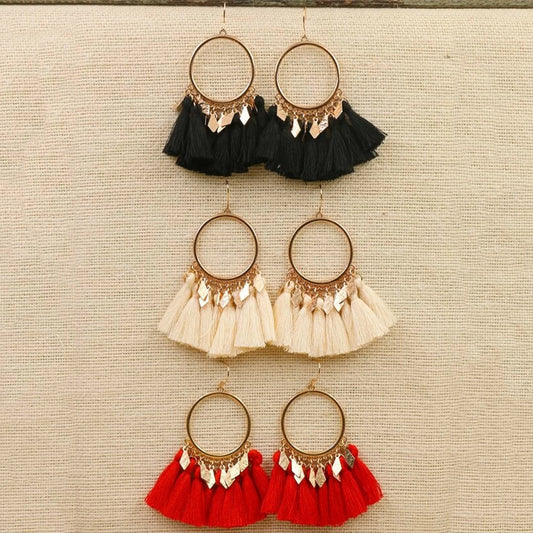 Circled tassel earrings