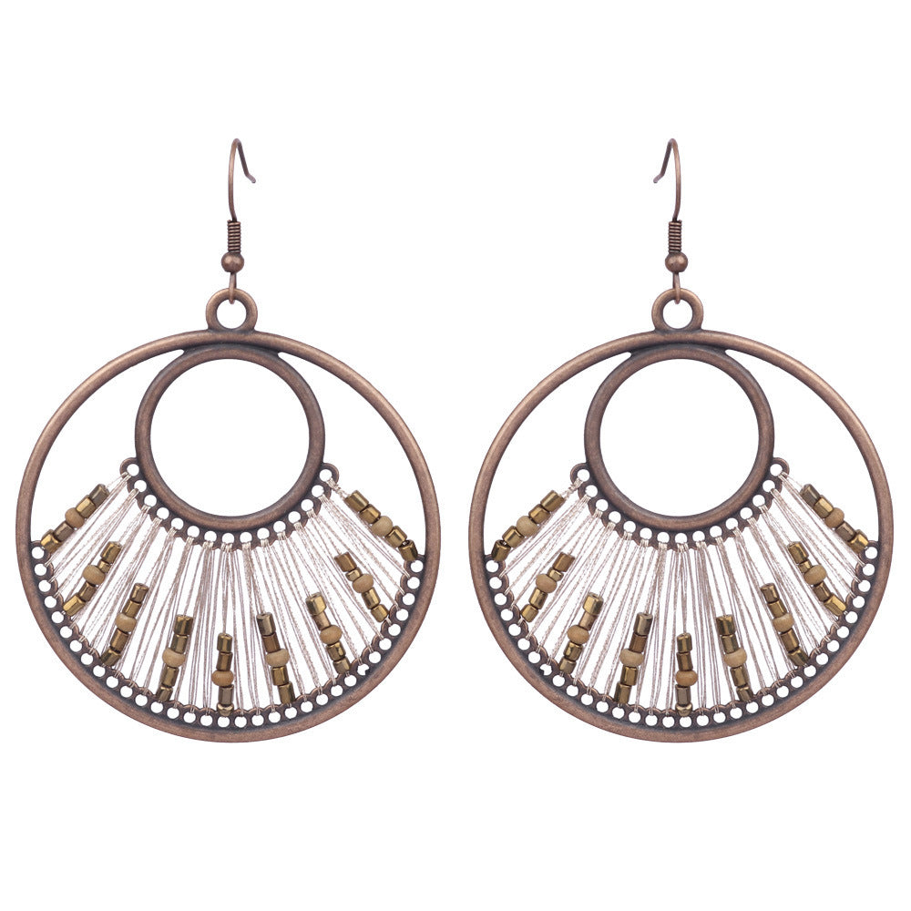 Exaggerated retro wooden earrings