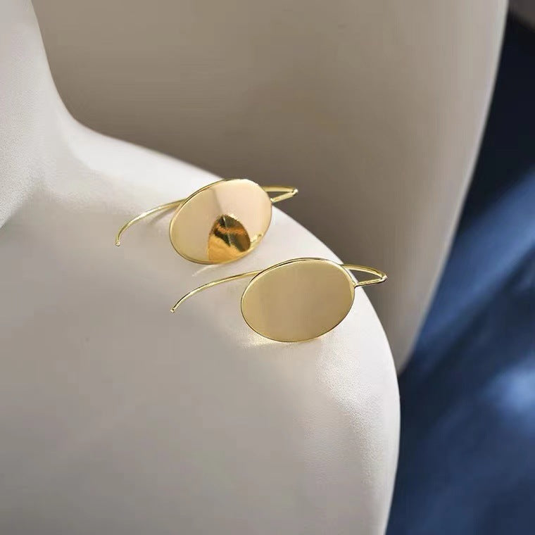 S925 Silver Needle Metal Simple Fashion Bright Face Earrings