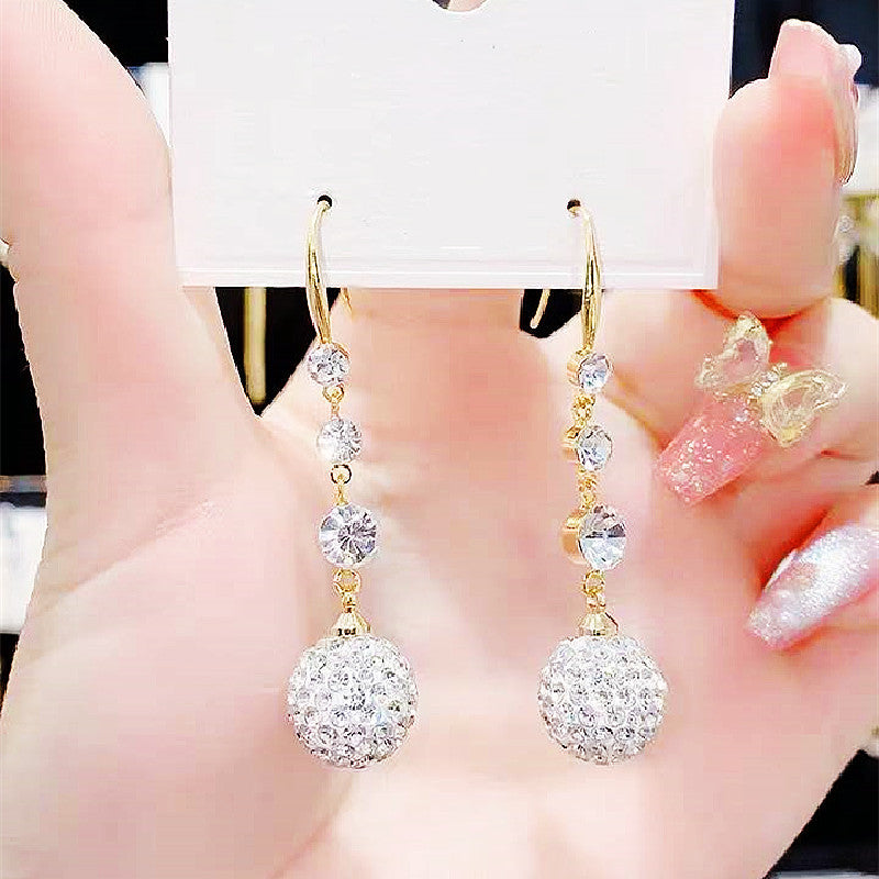 Wholesale long red diamond ball Tassel Earrings