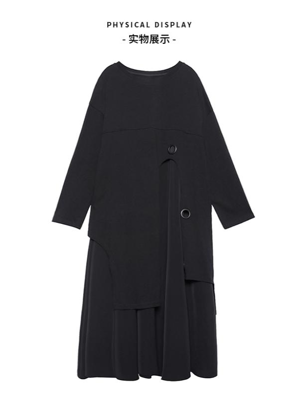 BLACK LOOSE CROPPED MIDI DRESS - Zebrant