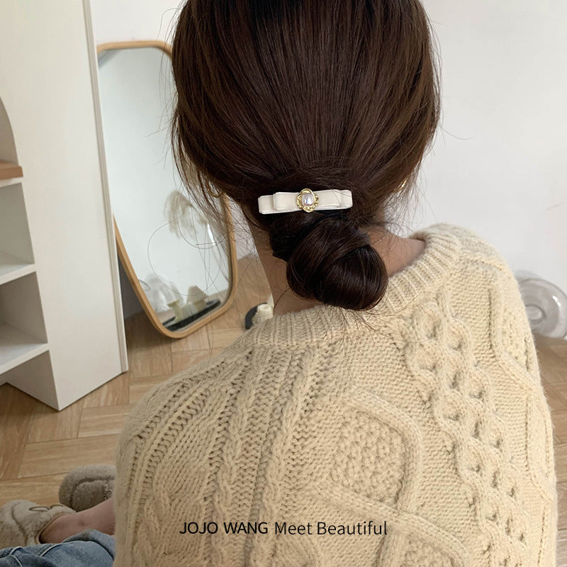 Bow pearl Hair Clips
