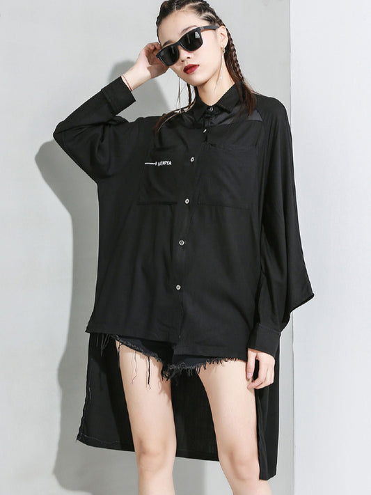 Loose Print Shirt Cropped Lapel Shirt