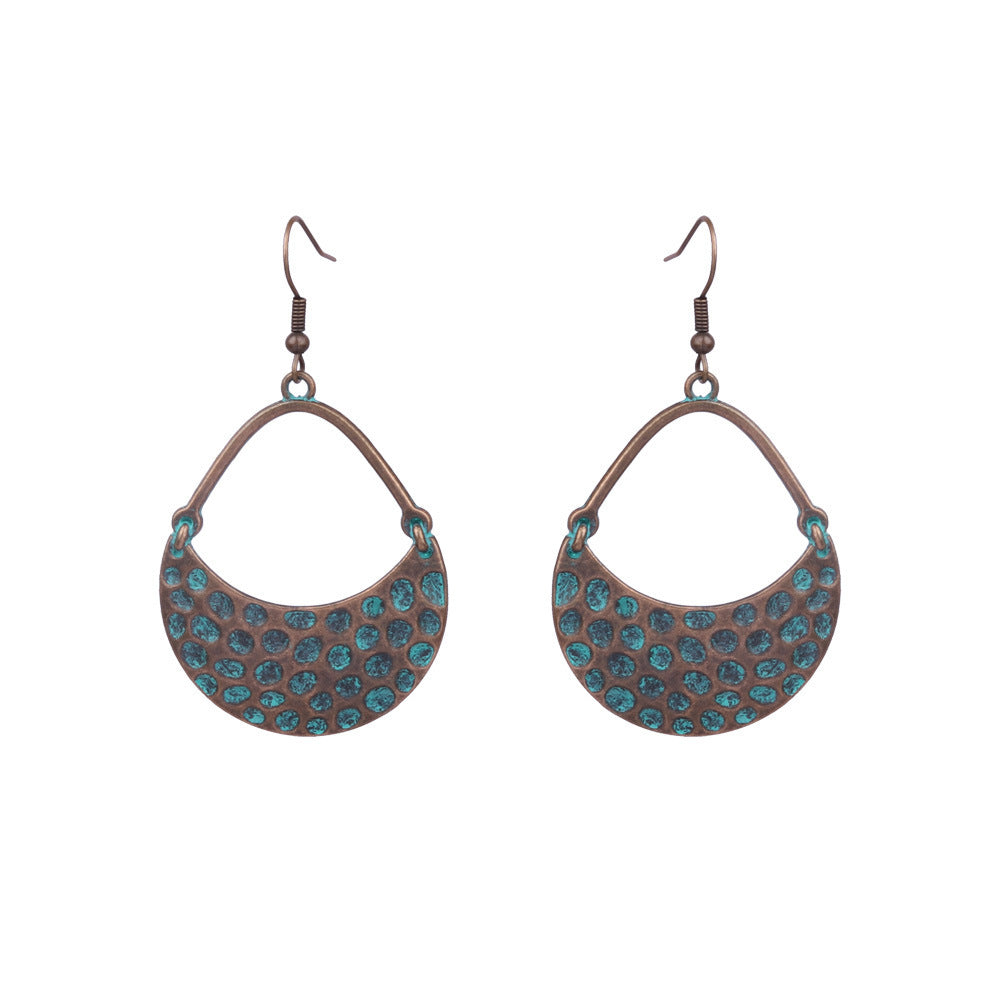 Retro earrings geometric turquoise tassel earrings