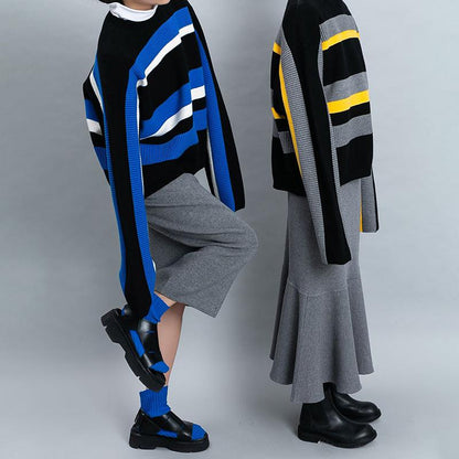 Women Winter Casual Stripe Wool Knitted Sweater