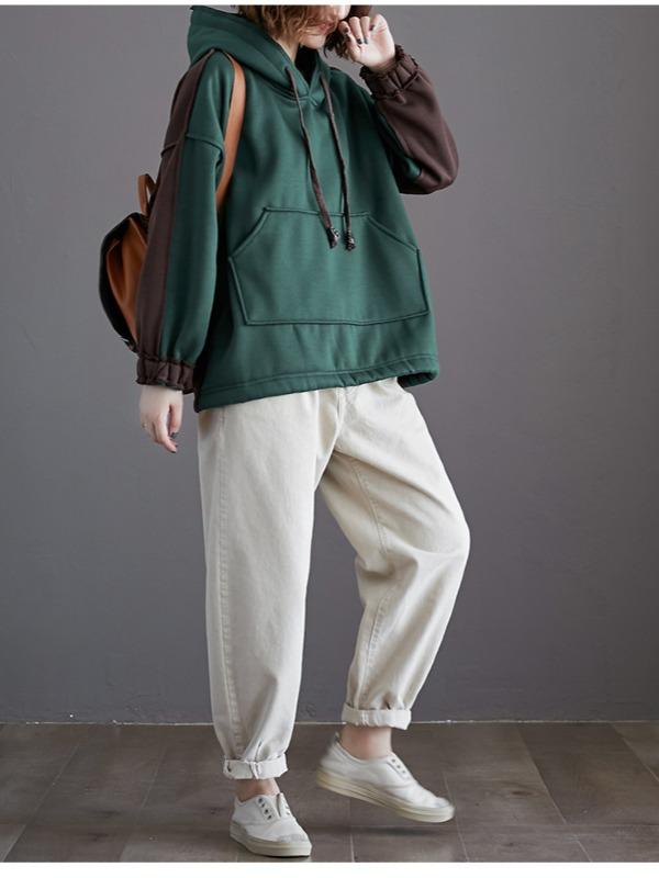 LOOSE CASUAL THICKENING STITCHING HOODIE - Zebrant