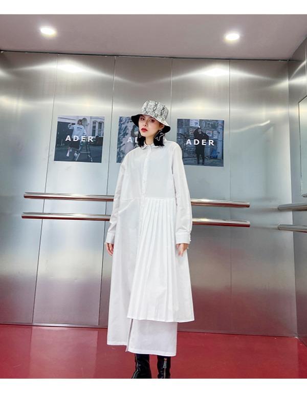 Two Pieces H-Line Split-Joint Lapel Cropped Blouse Dress+Vest Suits