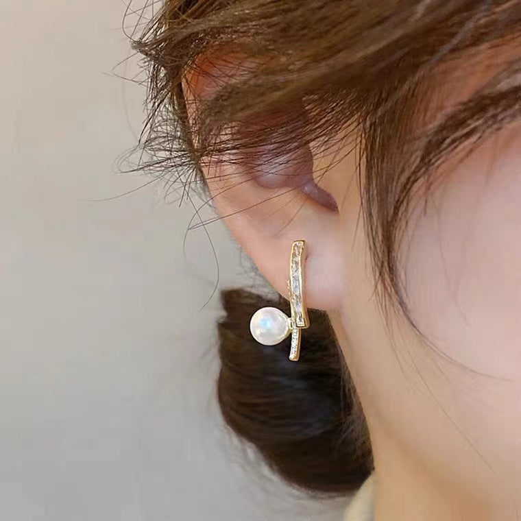S925 silver needle pearl earrings