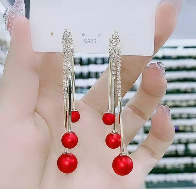 Red festive earrings