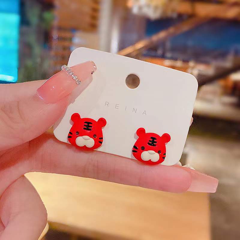 Red festive earrings