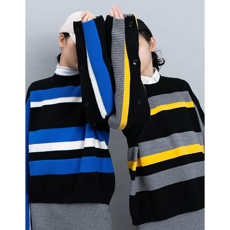 Women Winter Casual Stripe Wool Knitted Sweater