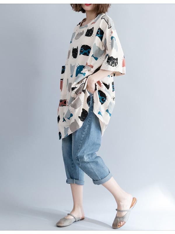 CASUAL CARTOON PRINTED ROUND-NECK T-SHIRT - Zebrant