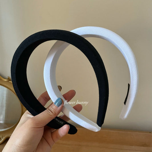 Black white solid color sponge Hair Bands