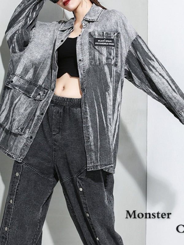 Vintage Washable Loose Cropped Lapel Shirt