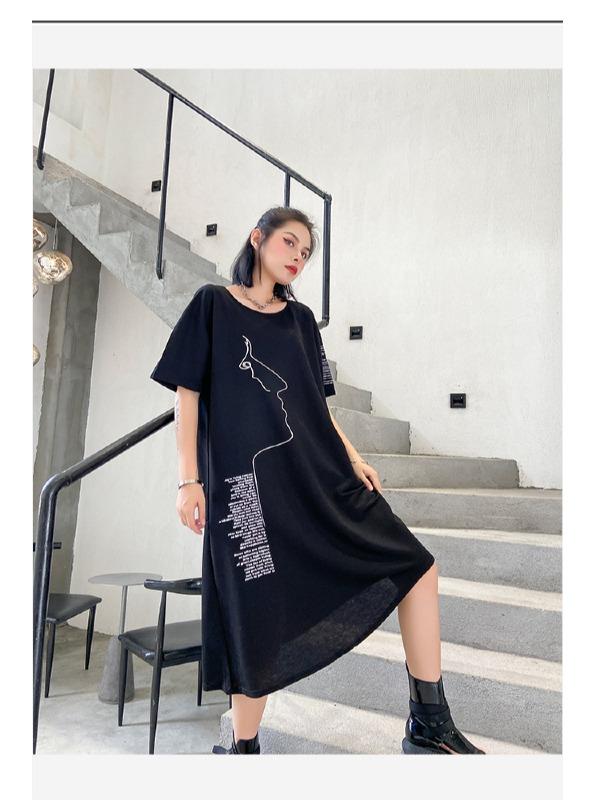 Fashion Irregularity Letter Print Dress